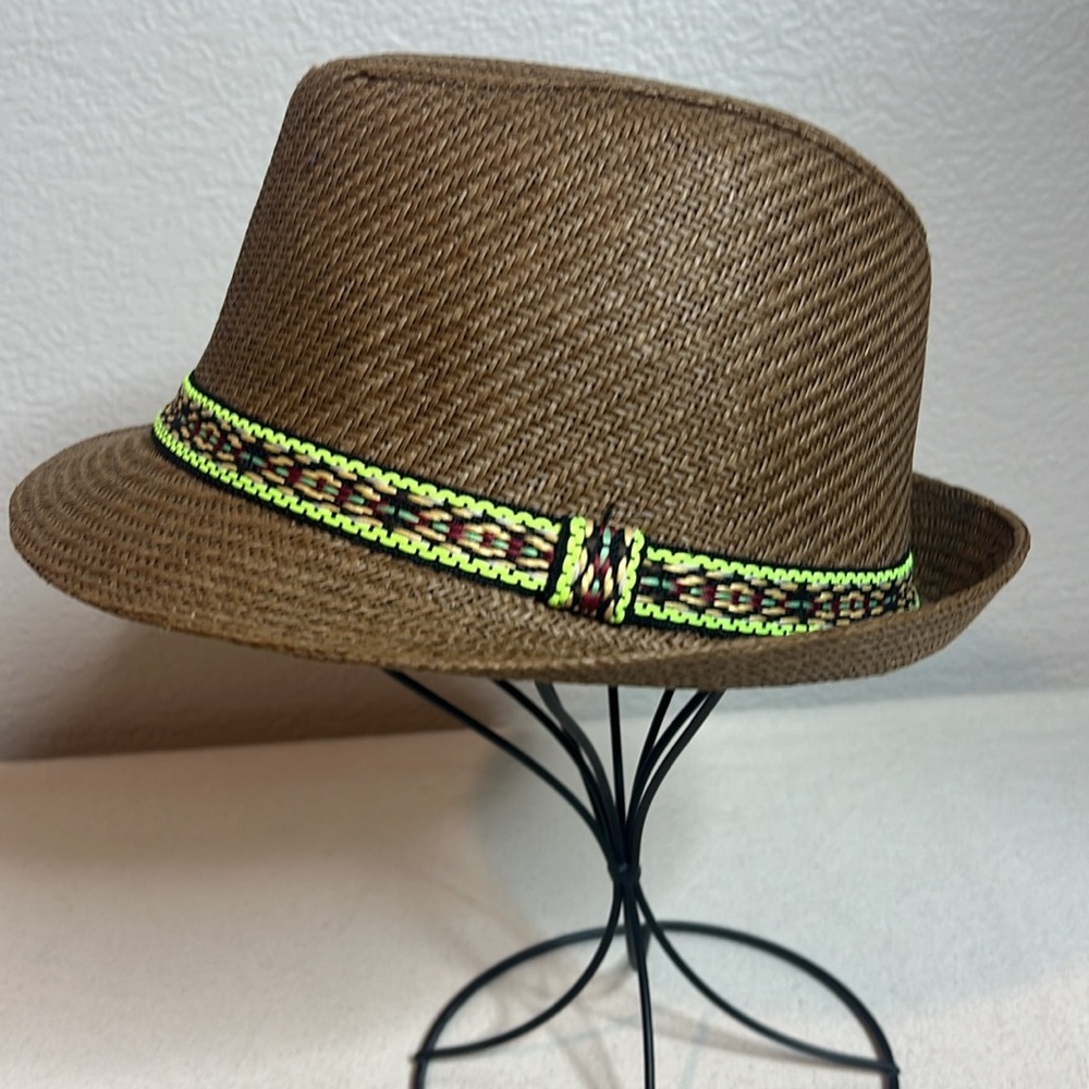 21men Brown and Green Fedora Hat - Picture 2 of 5